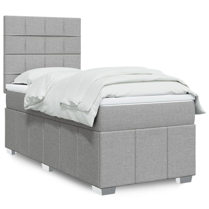 Pat box spring cu saltea, gri deschis, 100x200 cm, textil - WALTI WALTI