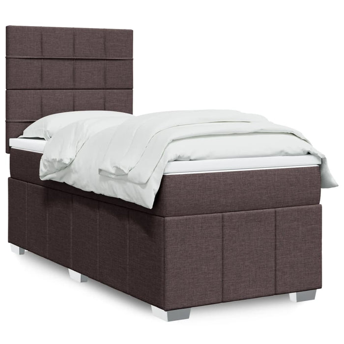 Pat box spring cu saltea, maro închis, 100x200 cm, textil - WALTI WALTI