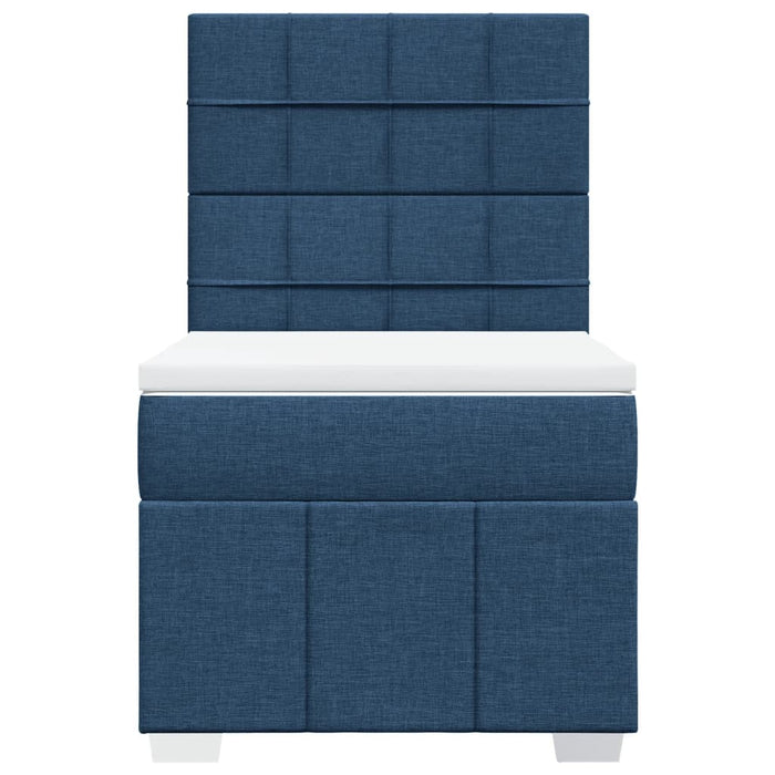 Pat box spring cu saltea, albastru, 100x200 cm, textil WALTI