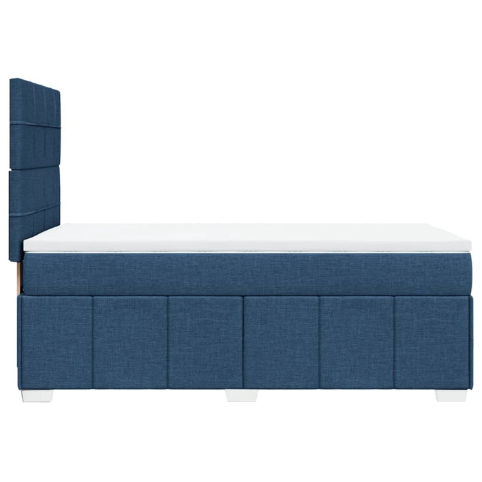 Pat box spring cu saltea, albastru, 100x200 cm, textil WALTI