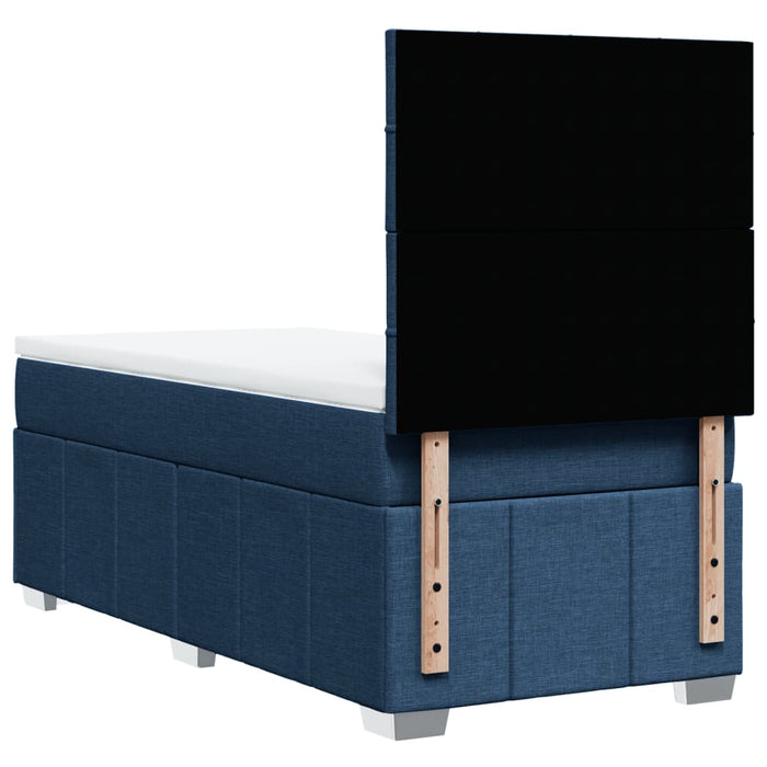 Pat box spring cu saltea, albastru, 100x200 cm, textil WALTI