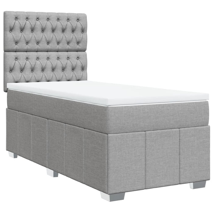 Pat box spring cu saltea, gri deschis, 100x200 cm, textil - WALTI WALTI