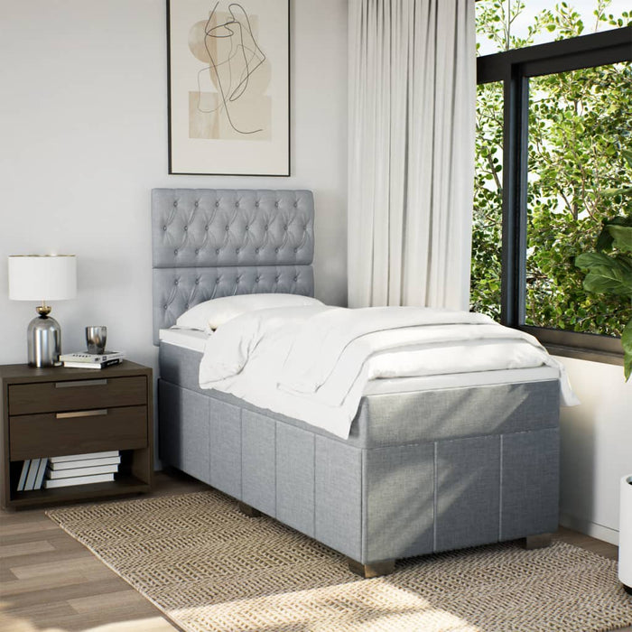Pat box spring cu saltea, gri deschis, 100x200 cm, textil - WALTI WALTI