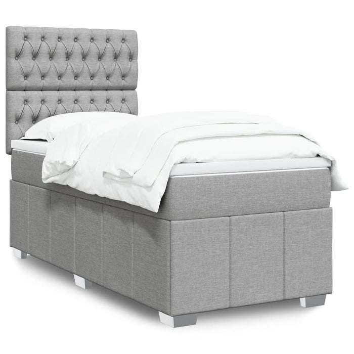 Pat box spring cu saltea, gri deschis, 100x200 cm, textil - WALTI WALTI