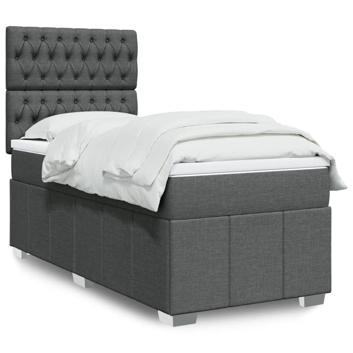 Pat box spring cu saltea, gri închis, 100x200 cm, textil - WALTI WALTI