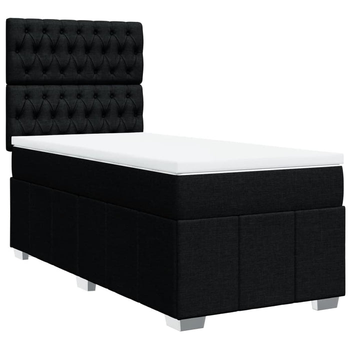 Pat box spring cu saltea, negru, 100x200 cm, textil - WALTI WALTI