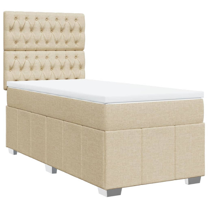 Pat box spring cu saltea, crem, 100x200 cm, textil - WALTI WALTI