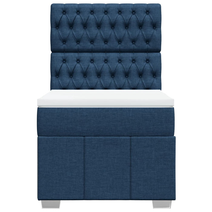 Pat box spring cu saltea, albastru, 100x200 cm, textil WALTI