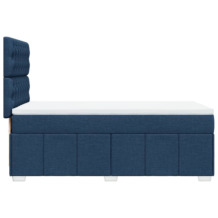 Pat box spring cu saltea, albastru, 100x200 cm, textil WALTI