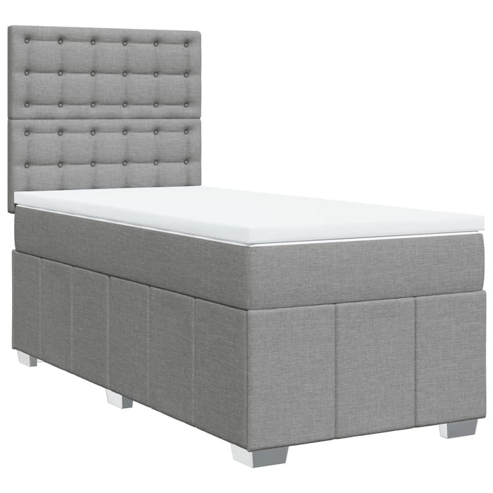 Pat box spring cu saltea, gri deschis, 100x200 cm, textil - WALTI WALTI
