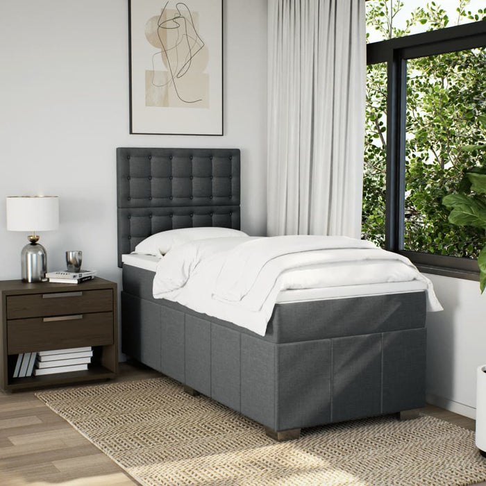 Pat box spring cu saltea, gri închis, 100x200 cm, textil - WALTI WALTI