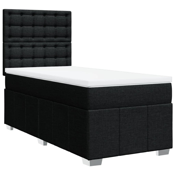 Pat box spring cu saltea, negru, 100x200 cm, textil - WALTI WALTI