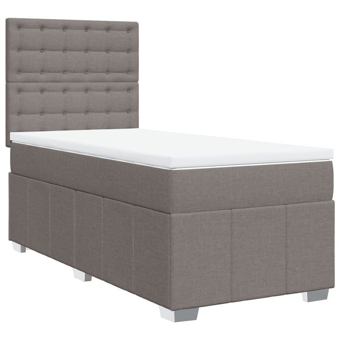 Pat box spring cu saltea, gri taupe, 100x200 cm, textil WALTI