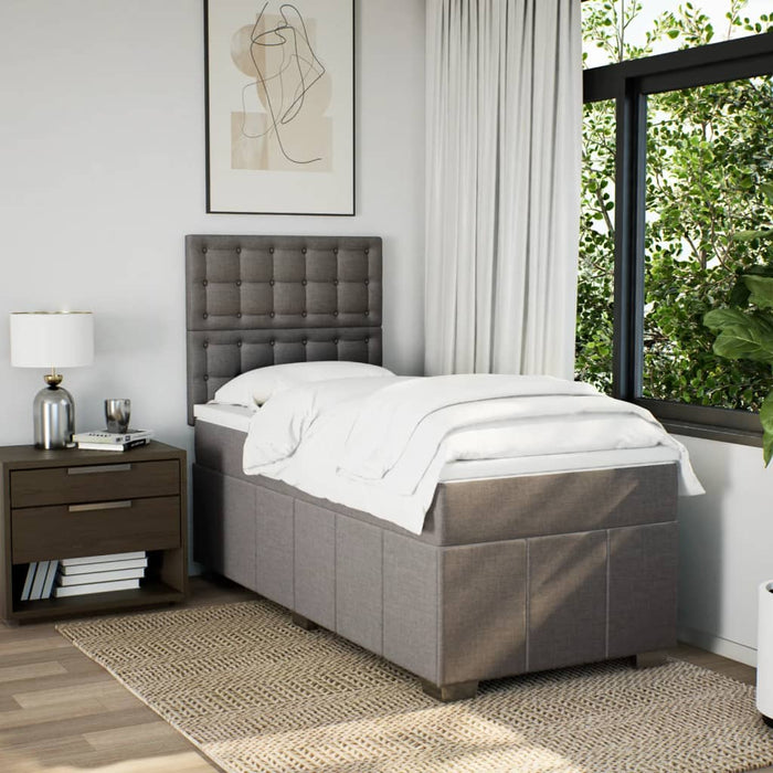 Pat box spring cu saltea, gri taupe, 100x200 cm, textil WALTI