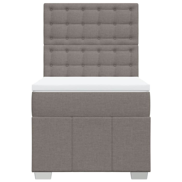 Pat box spring cu saltea, gri taupe, 100x200 cm, textil WALTI