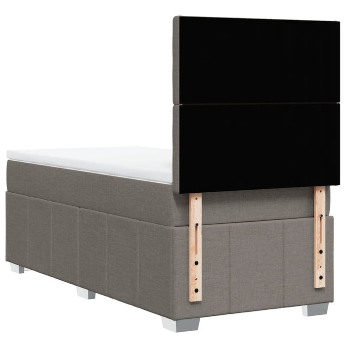 Pat box spring cu saltea, gri taupe, 100x200 cm, textil WALTI