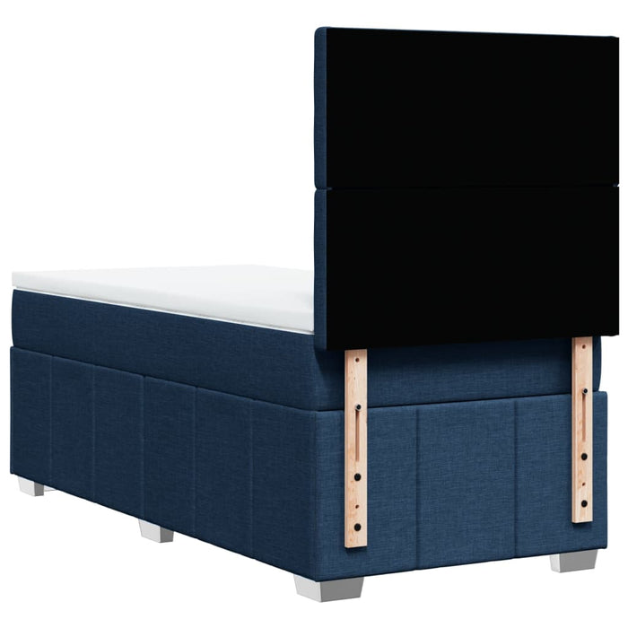 Pat box spring cu saltea, albastru, 100x200 cm, textil - WALTI WALTI