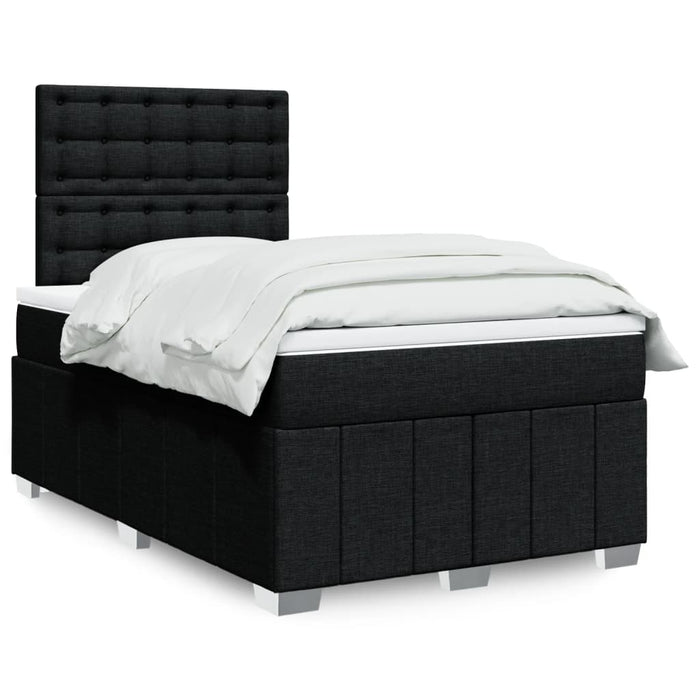 Pat box spring cu saltea, negru, 120x190 cm, catifea WALTI
