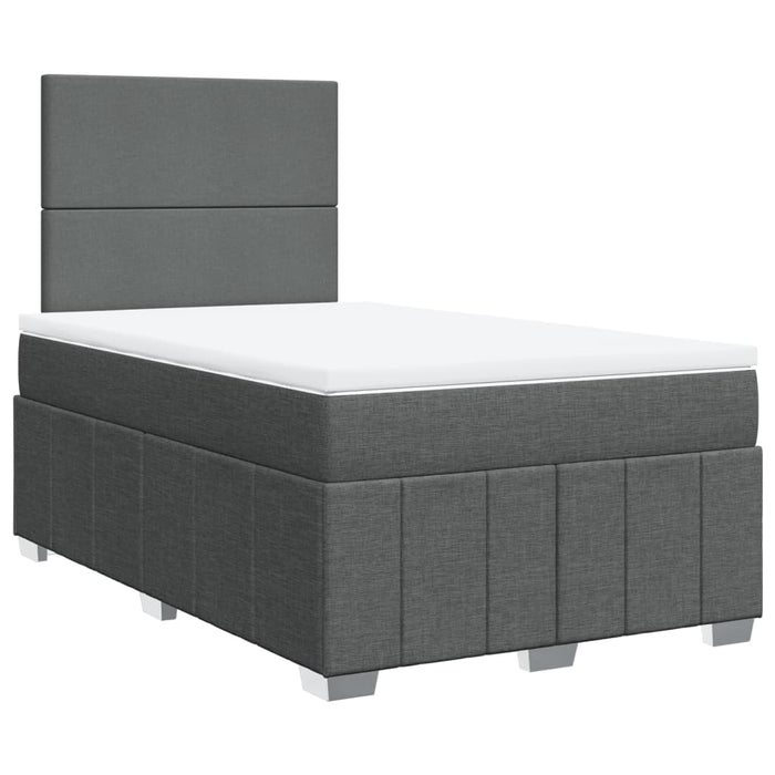 Pat box spring cu saltea, gri închis, 120x200 cm, textil WALTI