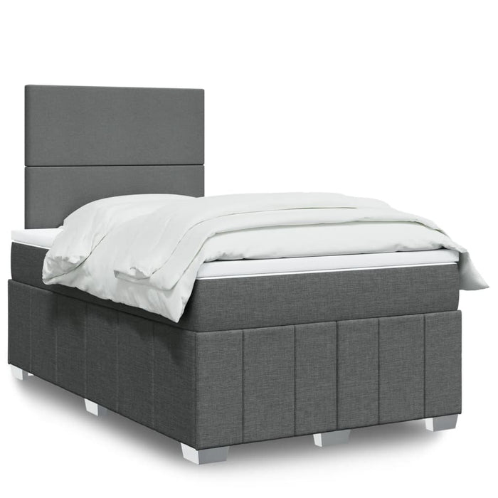 Pat box spring cu saltea, gri închis, 120x200 cm, textil WALTI