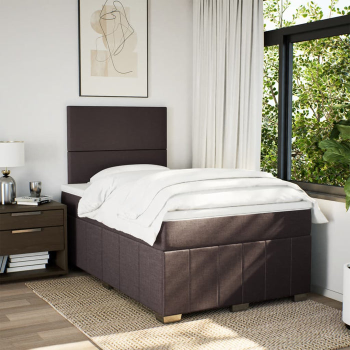 Pat box spring cu saltea, maro închis, 120x200 cm, textil WALTI