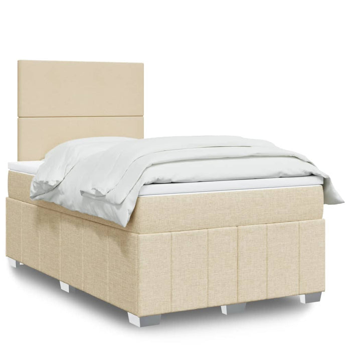 Pat box spring cu saltea, crem, 120x200 cm, textil - WALTI WALTI