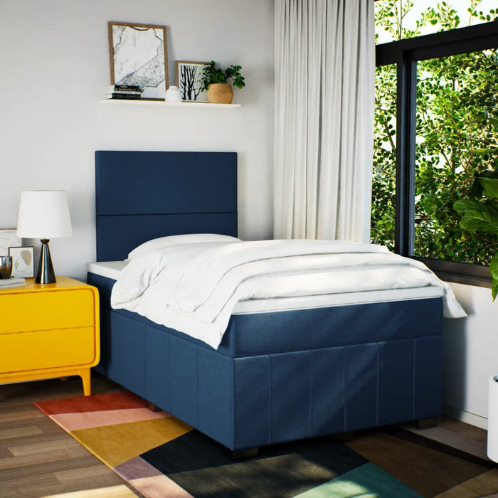 Pat box spring cu saltea, albastru, 120x200 cm, textil - WALTI WALTI