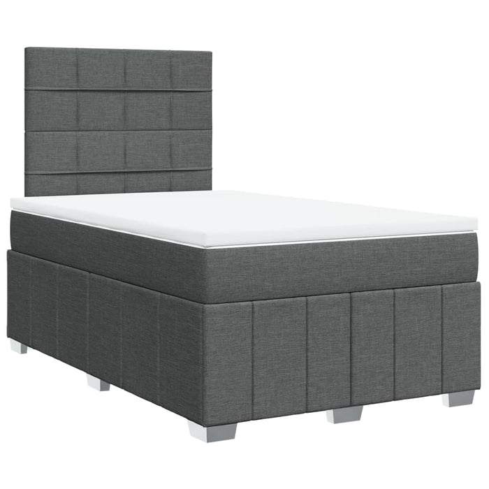 Pat box spring cu saltea, gri închis, 120x200 cm, textil WALTI
