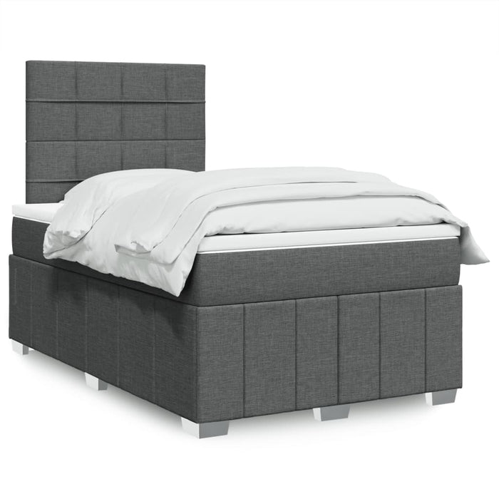 Pat box spring cu saltea, gri închis, 120x200 cm, textil WALTI
