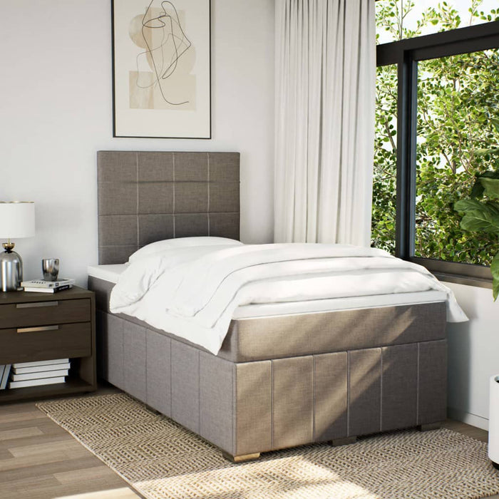 Pat box spring cu saltea, gri taupe, 120x200 cm, textil - WALTI WALTI