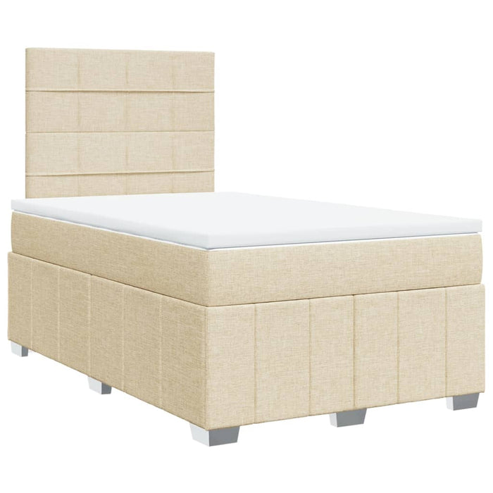 Pat box spring cu saltea, crem, 120x200 cm, textil - WALTI WALTI