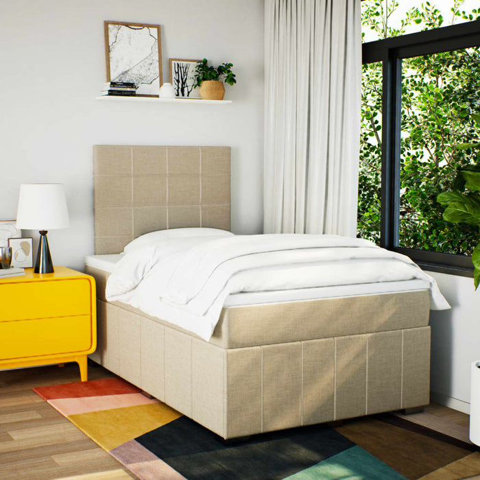Pat box spring cu saltea, crem, 120x200 cm, textil - WALTI WALTI