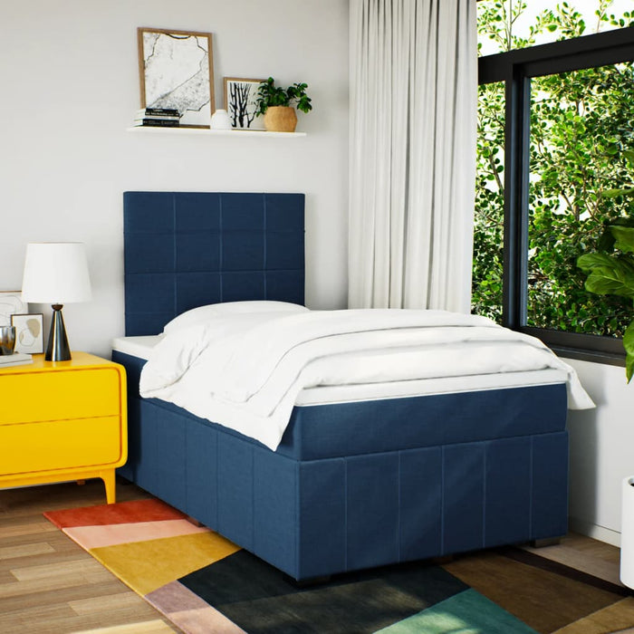 Pat box spring cu saltea, albastru, 120x200 cm, textil - WALTI WALTI