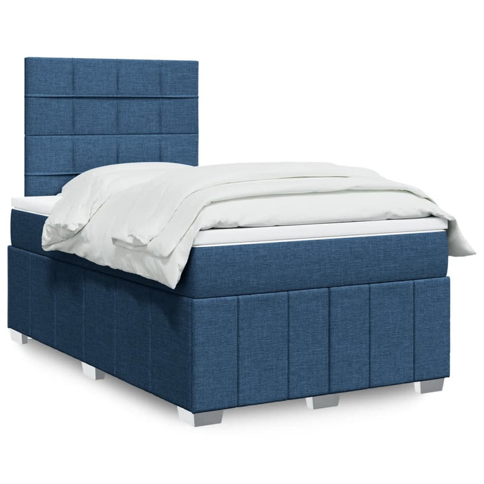 Pat box spring cu saltea, albastru, 120x200 cm, textil - WALTI WALTI