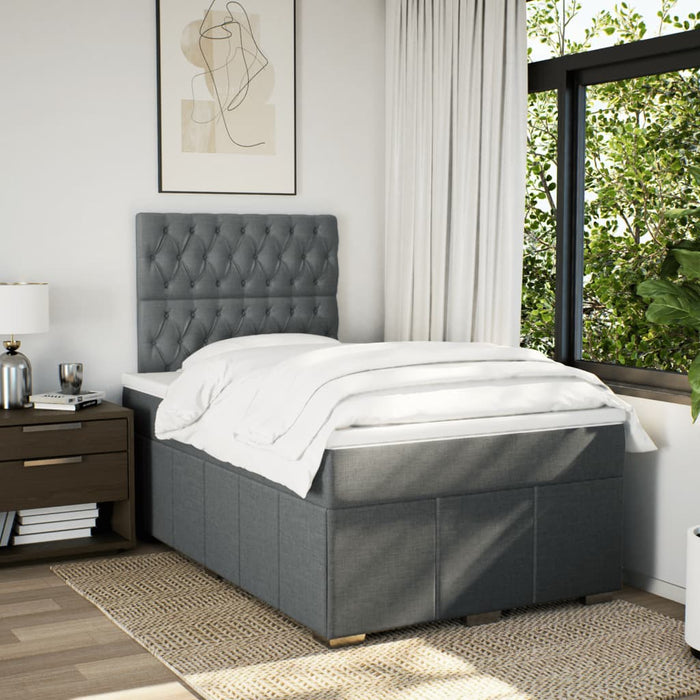 Pat box spring cu saltea, gri închis, 120x200 cm, textil - WALTI WALTI