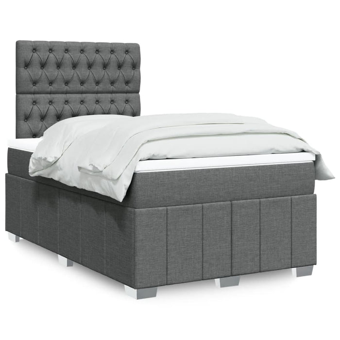 Pat box spring cu saltea, gri închis, 120x200 cm, textil - WALTI WALTI
