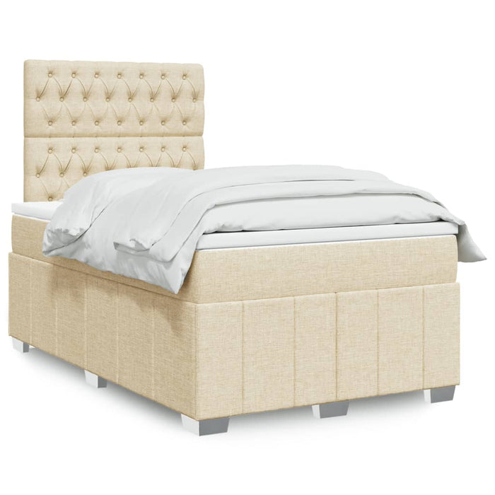 Pat box spring cu saltea, crem, 120x200 cm, textil - WALTI WALTI