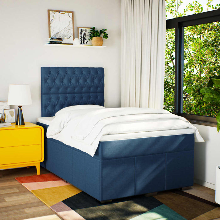 Pat box spring cu saltea, albastru, 120x200 cm, textil - WALTI WALTI