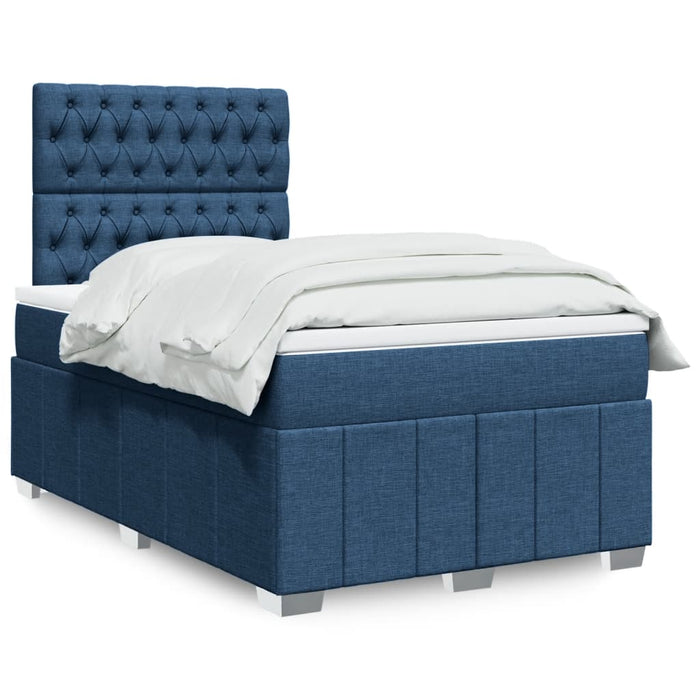 Pat box spring cu saltea, albastru, 120x200 cm, textil - WALTI WALTI
