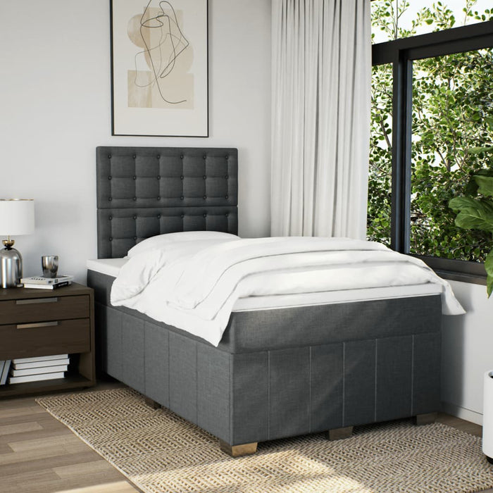Pat box spring cu saltea, gri închis, 120x200 cm, textil - WALTI WALTI