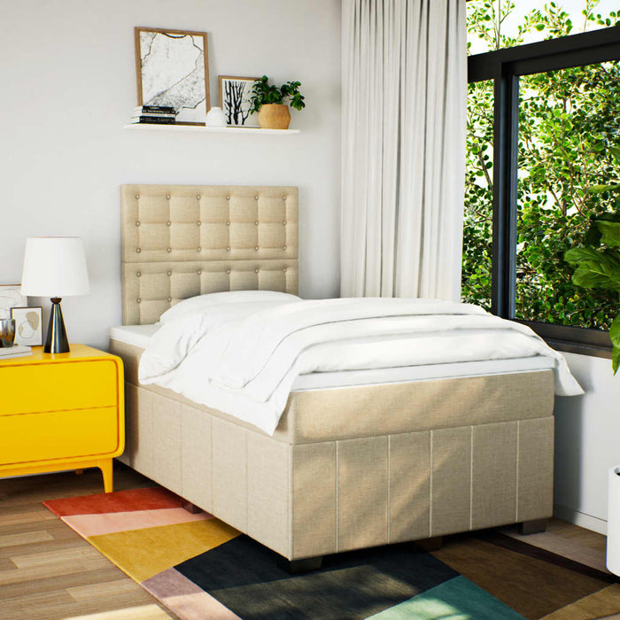 Pat box spring cu saltea, crem, 120x200 cm, textil - WALTI WALTI