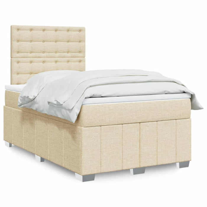 Pat box spring cu saltea, crem, 120x200 cm, textil - WALTI WALTI