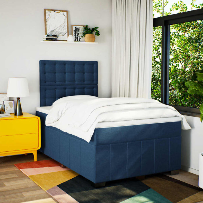 Pat box spring cu saltea, albastru, 120x200 cm, textil - WALTI WALTI