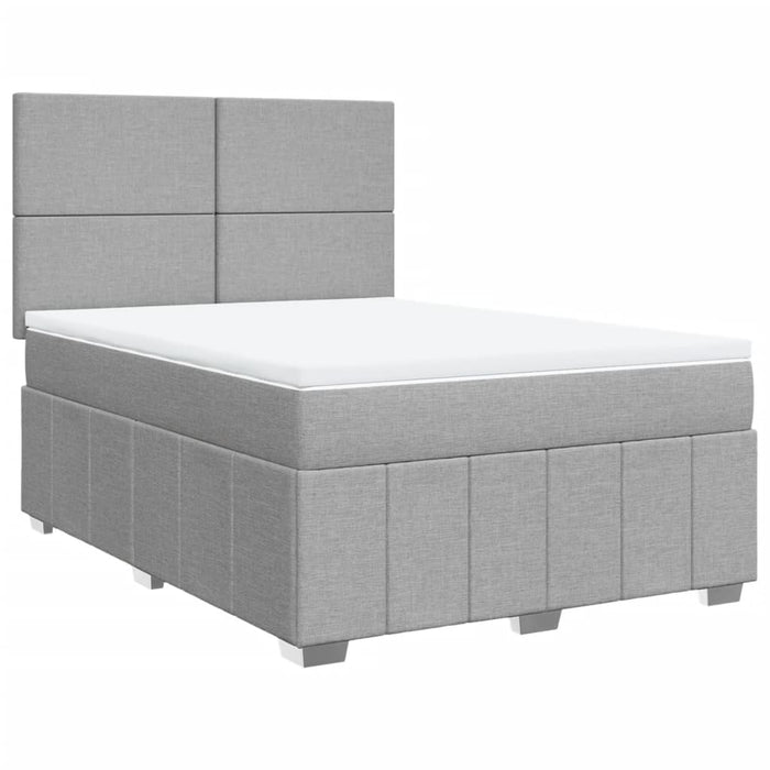 Pat box spring cu saltea, gri deschis, 140x190 cm, textil - WALTI WALTI