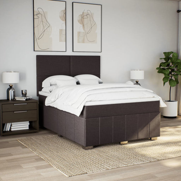 Pat box spring cu saltea, maro închis, 140x200 cm, textil WALTI