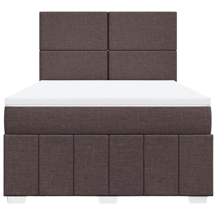 Pat box spring cu saltea, maro închis, 140x200 cm, textil WALTI