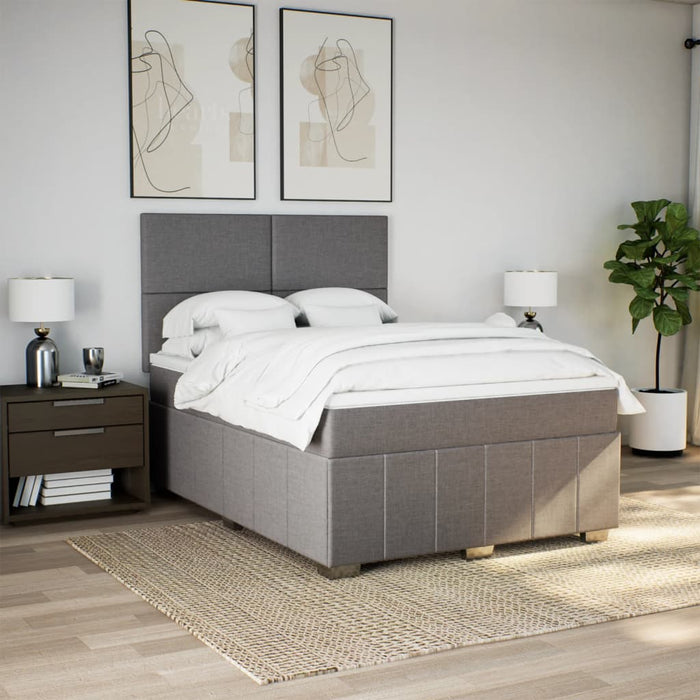 Pat box spring cu saltea, gri taupe, 140x200 cm, textil - WALTI WALTI