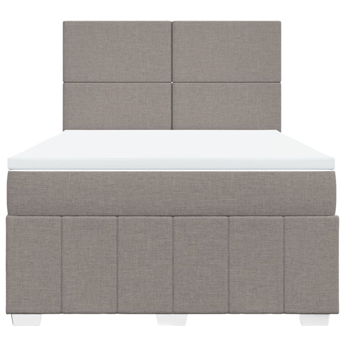 Pat box spring cu saltea, gri taupe, 140x200 cm, textil - WALTI WALTI