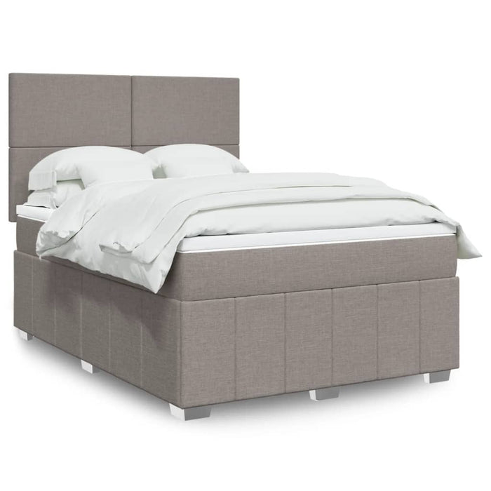 Pat box spring cu saltea, gri taupe, 140x200 cm, textil - WALTI WALTI