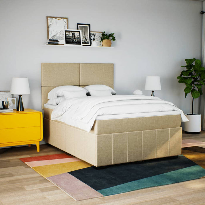 Pat box spring cu saltea, crem, 140x200 cm, textil - WALTI WALTI